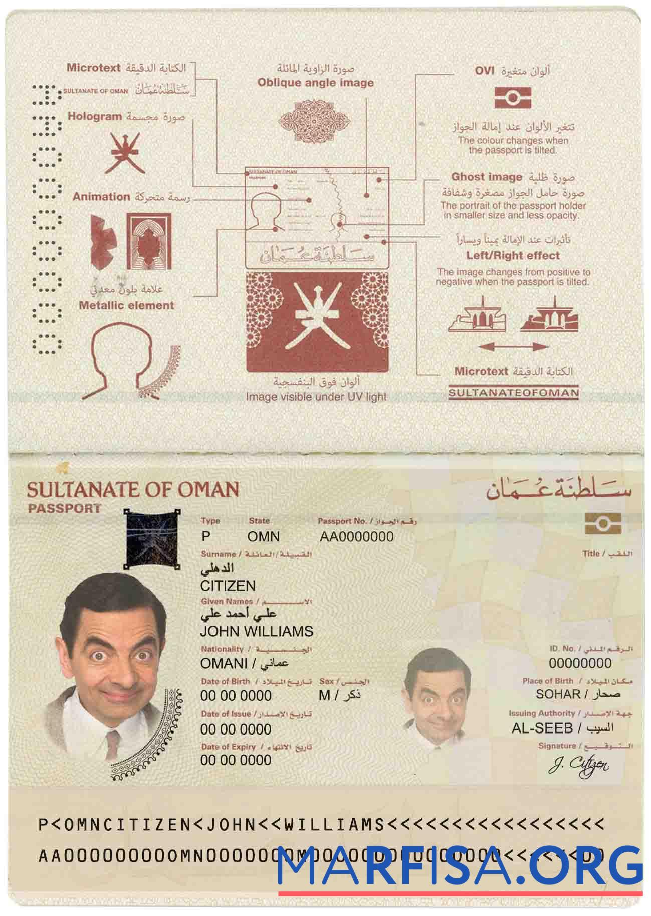 Downloadable Oman passport (2014 – present) real example